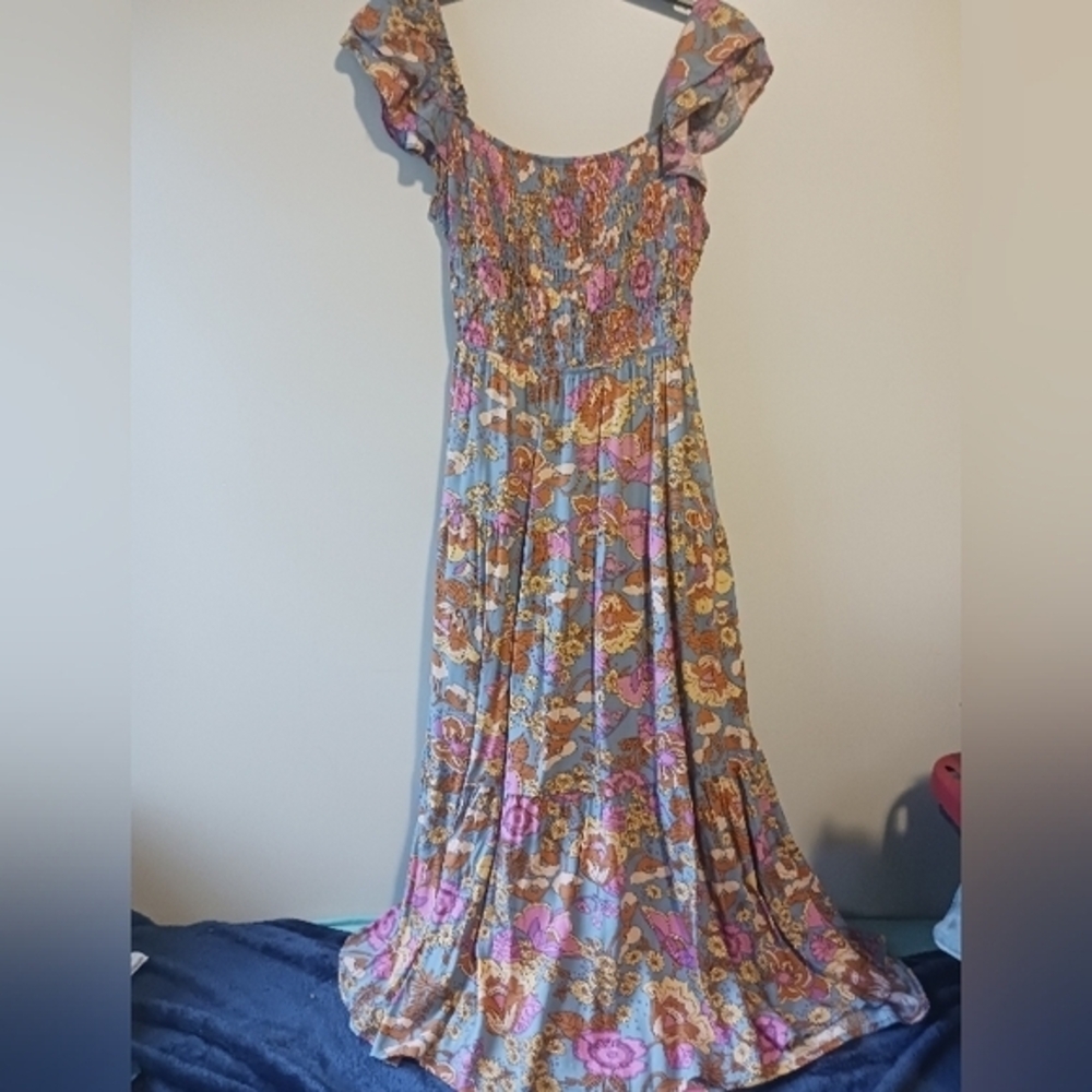 Dorose Cottagecore spring lightweight long‎ floral dress open back Medium